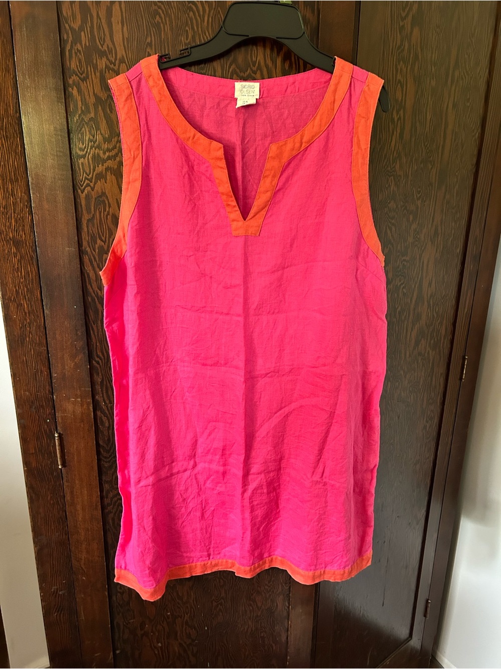 Sigrid Olsen Hot Pink Linen Tank Dress